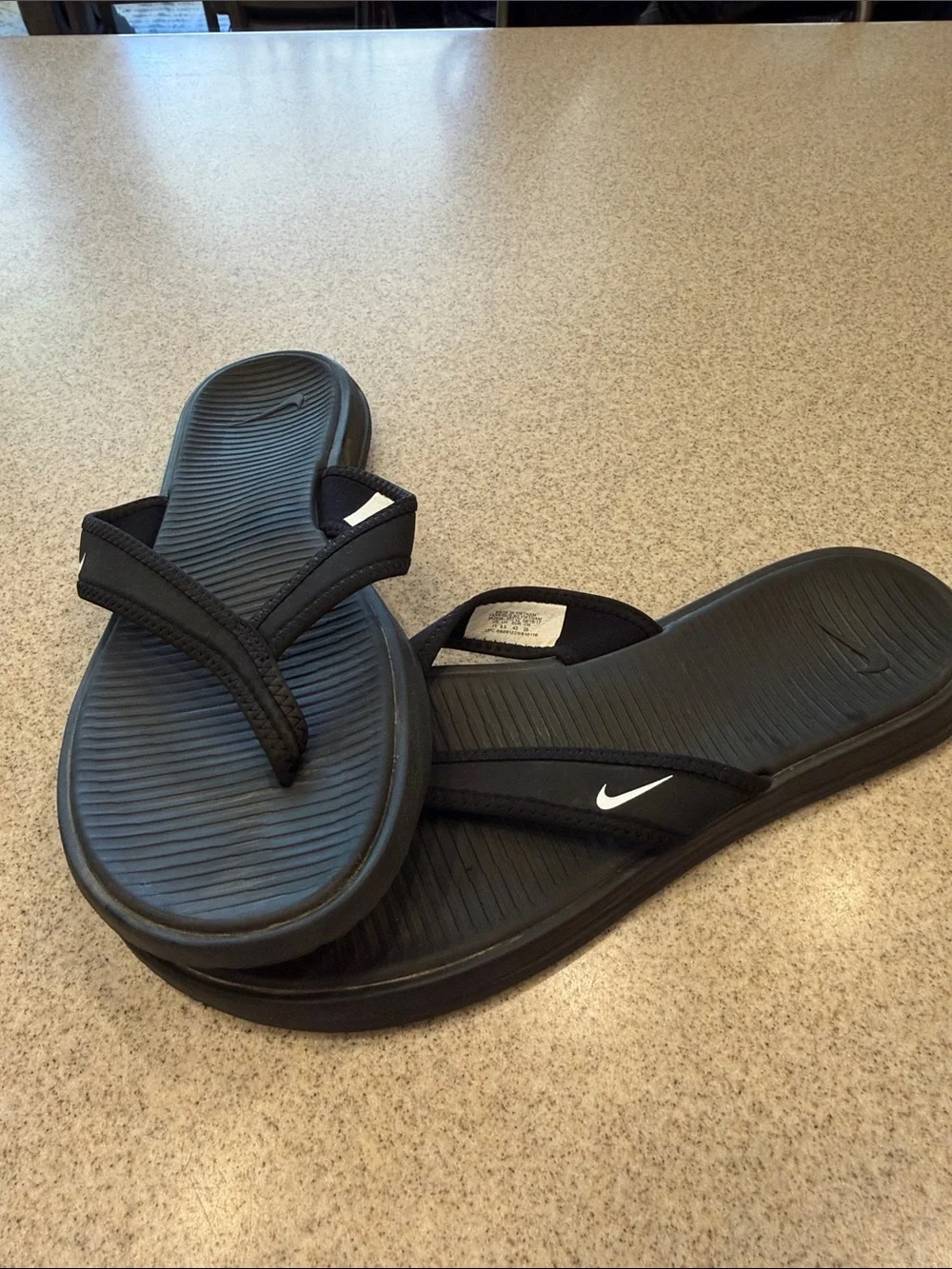 Nike Black Flip Flops with White Swoosh size 11